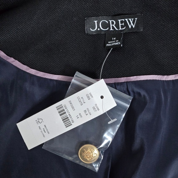 J Crew Black Cropped Lady Jacket Gold Buttons Blazer Womens Size 14‎ - Picture 4 of 9